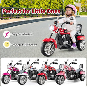 3 Wheel Kids Ride on Chopper-Style Motorcycle, 6V Battery Powered Kids Motorbike Trike Toy with Horn & Headlight
