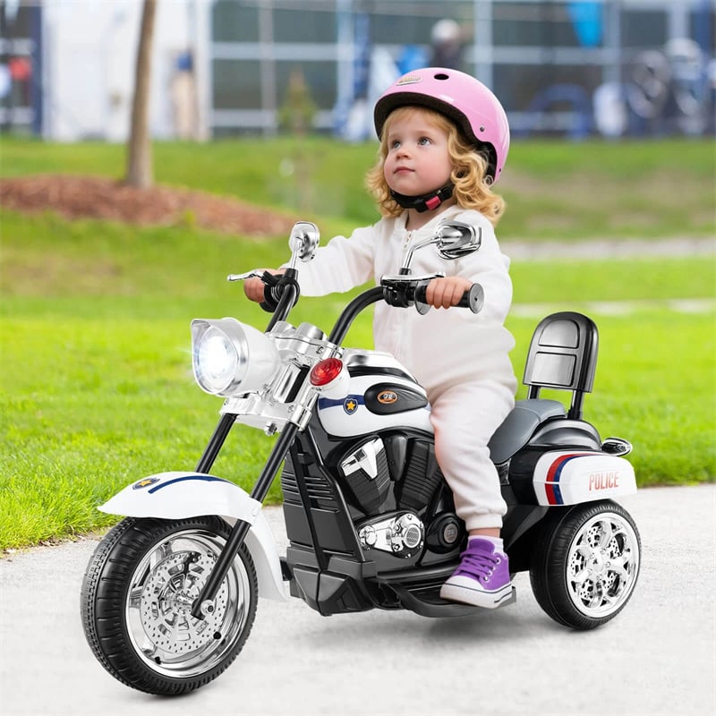 3 Wheel Kids Ride on Chopper-Style Motorcycle, 6V Battery Powered Kids Motorbike Trike Toy with Horn & Headlight