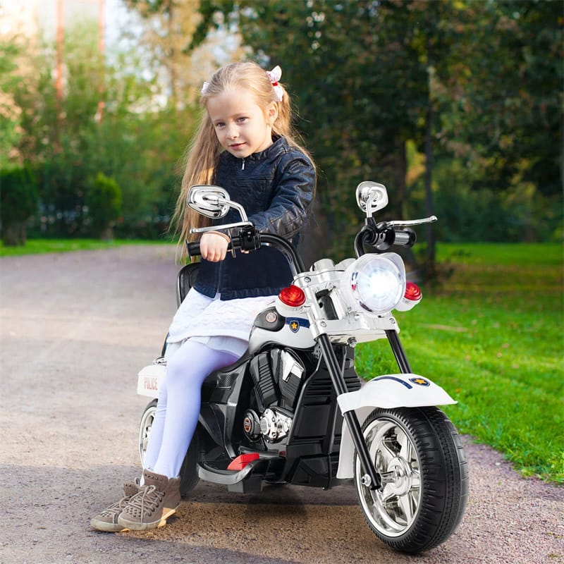 3 Wheel Kids Ride on Chopper-Style Motorcycle, 6V Battery Powered Kids Motorbike Trike Toy with Horn & Headlight