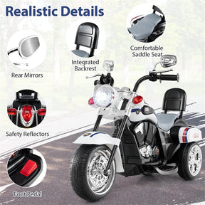 3 Wheel Kids Ride on Chopper-Style Motorcycle, 6V Battery Powered Kids Motorbike Trike Toy with Horn & Headlight