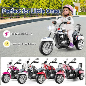 3 Wheel Kids Ride on Chopper-Style Motorcycle, 6V Battery Powered Kids Motorbike Trike Toy with Horn & Headlight