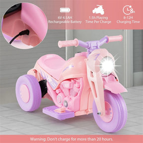6V Kids Ride On Motorcycle with Bubble Maker, Battery Powered 3-Wheel Electric Motorcycle with LED Headlight & Music for Toddlers Gift