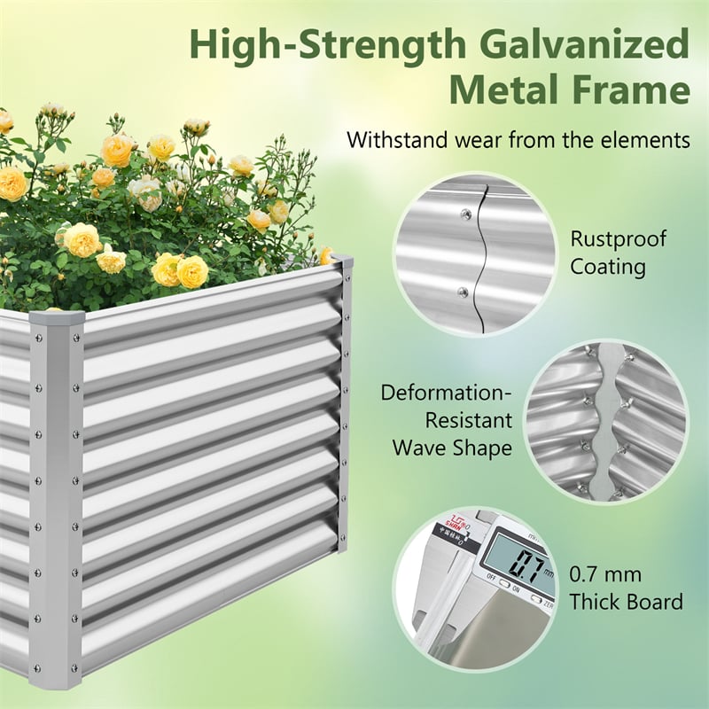6x3x2 FT Outdoor Metal Raised Garden Bed Planter Box Kit with Open Bottom, 271 Gallon Elevated Garden Planter for Vegetable Herb
