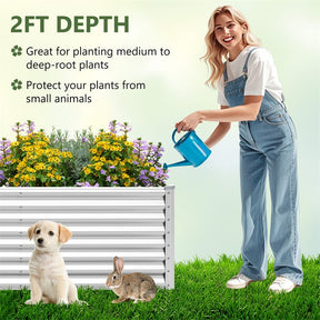 6x3x2 FT Outdoor Metal Raised Garden Bed Planter Box Kit with Open Bottom, 271 Gallon Elevated Garden Planter for Vegetable Herb