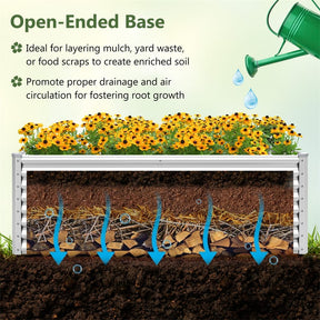 6x3x2 FT Outdoor Metal Raised Garden Bed Planter Box Kit with Open Bottom, 271 Gallon Elevated Garden Planter for Vegetable Herb