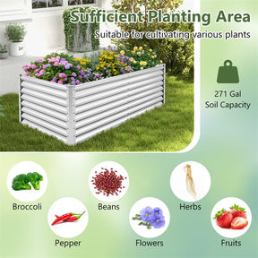 6x3x2 FT Outdoor Metal Raised Garden Bed Planter Box Kit with Open Bottom, 271 Gallon Elevated Garden Planter for Vegetable Herb