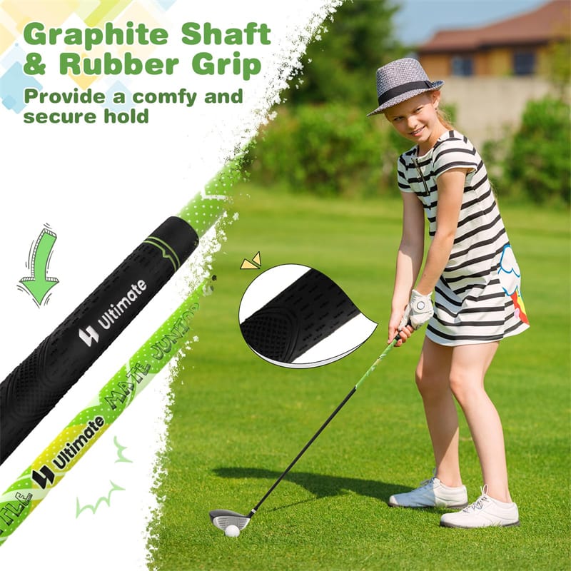 7 Piece Junior Complete Golf Club Set for Kids Age 11-13 Right Hand, Children Golf Clubs with #1 Driver #4 Hybrid #7/9/S Irons Putter Stand Bag