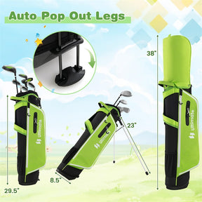 7 Piece Junior Complete Golf Club Set for Kids Age 11-13 Right Hand, Children Golf Clubs with #1 Driver #4 Hybrid #7/9/S Irons Putter Stand Bag
