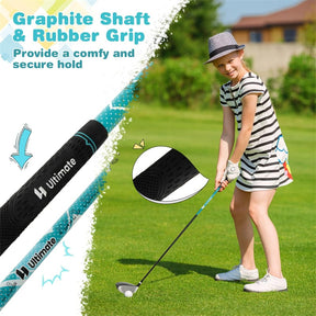 7 Piece Junior Complete Golf Club Set for Kids Age 11-13 Right Hand, Children Golf Clubs with #1 Driver #4 Hybrid #7/9/S Irons Putter Stand Bag