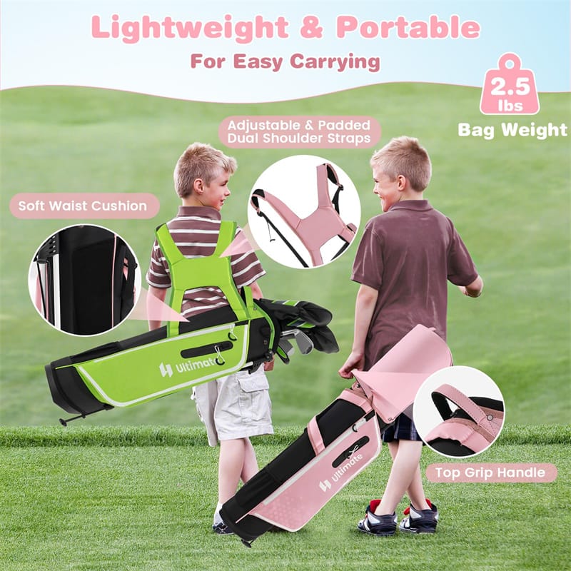 7 Piece Junior Complete Golf Club Set for Kids Age 11-13 Right Hand, Children Golf Clubs with #1 Driver #4 Hybrid #7/9/S Irons Putter Stand Bag