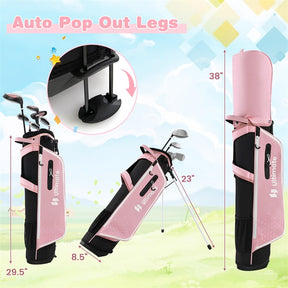 7 Piece Junior Complete Golf Club Set for Kids Age 11-13 Right Hand, Children Golf Clubs with #1 Driver #4 Hybrid #7/9/S Irons Putter Stand Bag