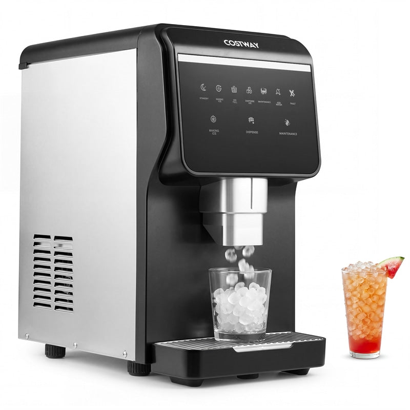 80 LBS/24H Nugget Ice Maker Countertop, Self-Dispensing Chewable Pellet Ice Machine with 7.5 LBS Storage & Auto Cleaning for Home Office Party RVs