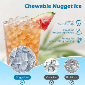 80 LBS/24H Nugget Ice Maker Countertop, Self-Dispensing Chewable Pellet Ice Machine with 7.5 LBS Storage & Auto Cleaning for Home Office Party RVs