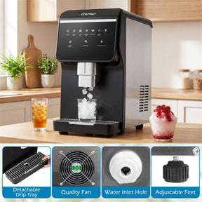 80 LBS/24H Nugget Ice Maker Countertop, Self-Dispensing Chewable Pellet Ice Machine with 7.5 LBS Storage & Auto Cleaning for Home Office Party RVs