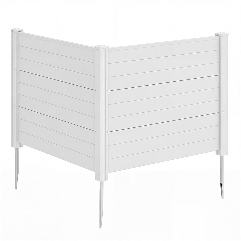 Air Conditioner Fence 2/4 Panels, 48"W x 38"H No-Dig Outdoor Privacy Screen Trash Can Enclosure w/ Stakes, Vinyl Garden Picket Fence
