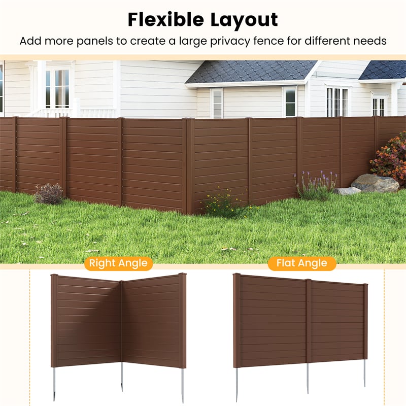 Outdoor Privacy Screen 2/4 Panels, 48"W x 48"H No-Dig Decorative Air Conditioner Fence & Trash Can Enclosure with 3 Metal Stakes