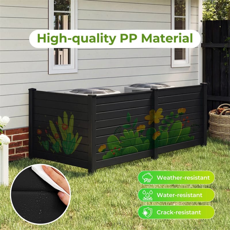 No-Dig Air Conditioner Fence 3/6 Panels, 48"x38" Outdoor Privacy Screen Trash Can Enclosure Decorative Garden Fence w/ Metal Stakes