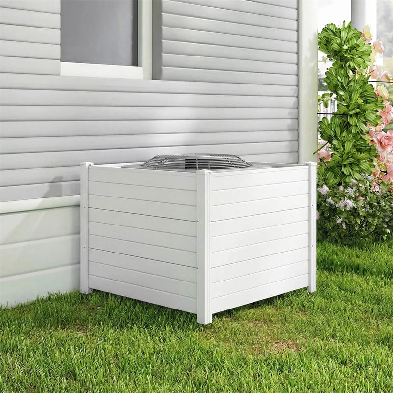 No-Dig Air Conditioner Fence 3/6 Panels, 48"x38" Outdoor Privacy Screen Trash Can Enclosure Decorative Garden Fence w/ Metal Stakes
