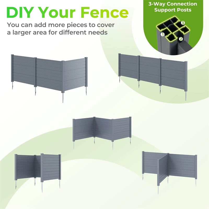 No-Dig Air Conditioner Fence 3/6 Panels, 48"x38" Outdoor Privacy Screen Trash Can Enclosure Decorative Garden Fence w/ Metal Stakes