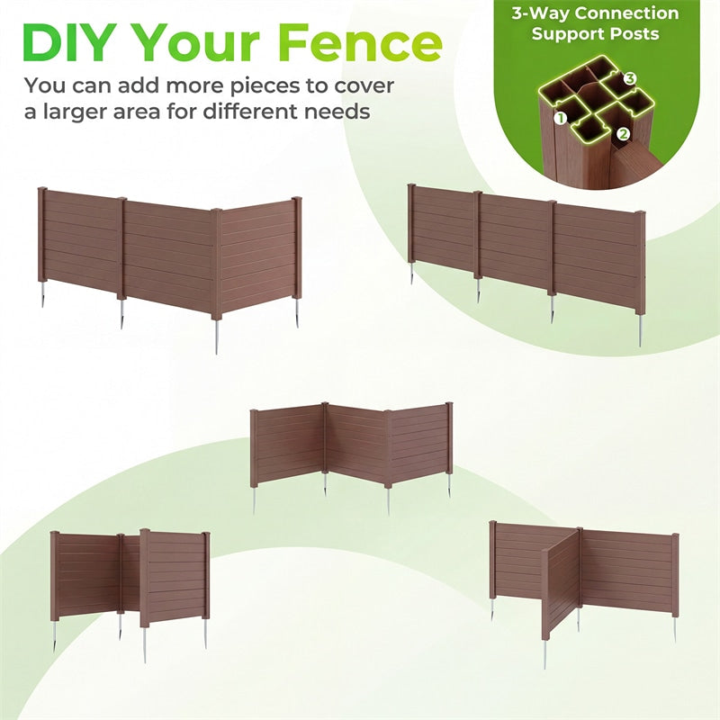 No-Dig Air Conditioner Fence 3/6 Panels, 48"x38" Outdoor Privacy Screen Trash Can Enclosure Decorative Garden Fence w/ Metal Stakes
