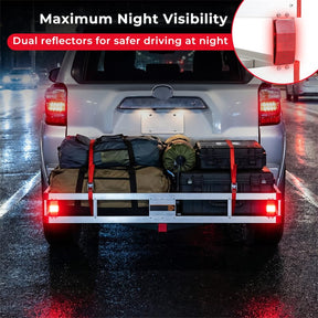 60"x34" Aluminum Hitch Cargo Carrier with 9" High Side Rails, 500 lbs Capacity Luggage Basket Fits 2" Receiver for SUV & Truck, w/ Straps & Reflectors