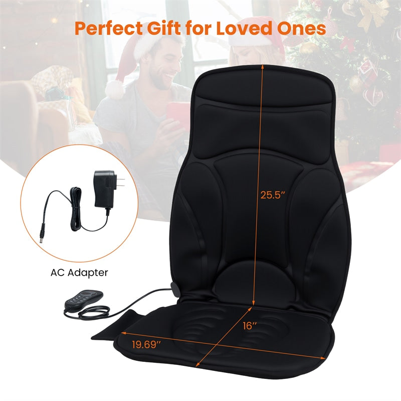 10 Vibration Motors Back Massager Seat Cushion with Heat, Electric Massage Chair Pad with 5 Modes, 3 Speeds & Timer for Pain Relief, Home Office
