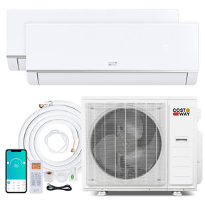 Blast Pro 38000 BTU Dual Zone Mini Split Air Conditioner with Heat Pump, 20 SEER2 WiFi Ductless Inverter Split AC with Pre-Charged & Line Set