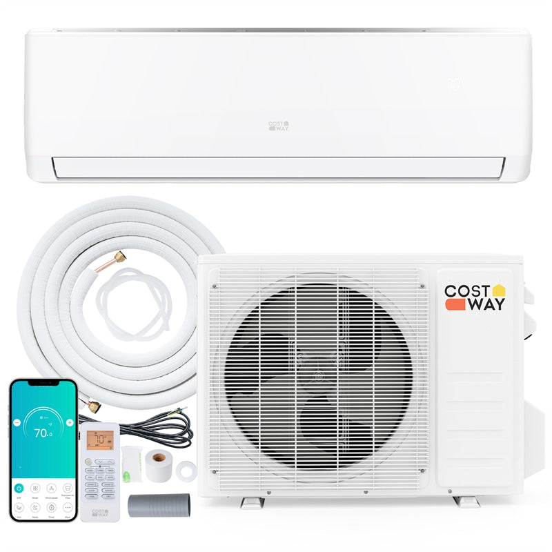 EcoGuard 18000 BTU WiFi Mini Split Air Conditioner & Heater, 21 SEER2 208-230V Inverter Ductless AC & Heat Pump w/ Installation Kit, Cools 1250 Sq. Ft