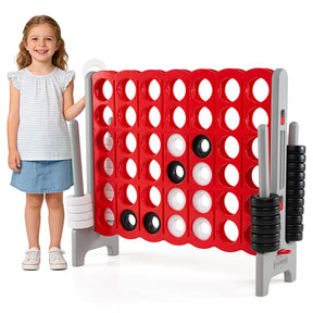 Giant 4-in-a-Row Game Set, 3.5FT Jumbo 4-to-Score Connect Game w/ 42 Rings & Quick-Release Slider, Indoor Outdoor Family Yard Game