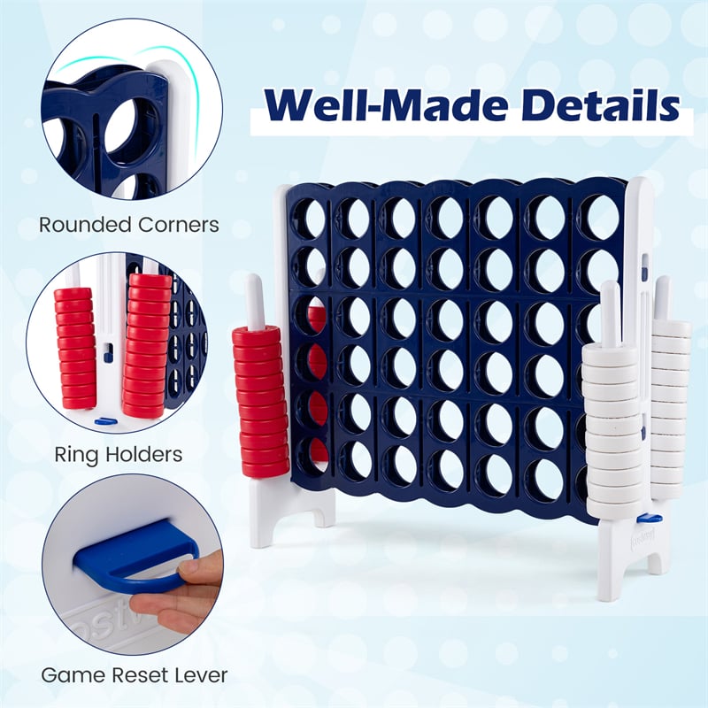 Giant 4-in-a-Row Game Set, 3.5FT Jumbo 4-to-Score Connect Game w/ 42 Rings & Quick-Release Slider, Indoor Outdoor Family Yard Game
