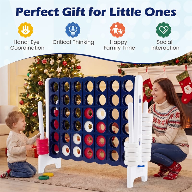 Giant 4-in-a-Row Game Set, 3.5FT Jumbo 4-to-Score Connect Game w/ 42 Rings & Quick-Release Slider, Indoor Outdoor Family Yard Game