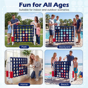 Giant 4-in-a-Row Game Set, 3.5FT Jumbo 4-to-Score Connect Game w/ 42 Rings & Quick-Release Slider, Indoor Outdoor Family Yard Game
