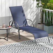 Outdoor Folding Chaise Lounge Chair with 5-Position Adjustable Backrest, Lightweight Fabric Sunbathing Chair Sun Lounger for Poolside Patio