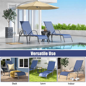 Outdoor Folding Chaise Lounge Chair with 5-Position Adjustable Backrest, Lightweight Fabric Sunbathing Chair Sun Lounger for Poolside Patio