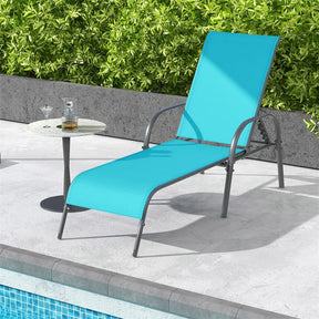 Outdoor Folding Chaise Lounge Chair with 5-Position Adjustable Backrest, Lightweight Fabric Sunbathing Chair Sun Lounger for Poolside Patio