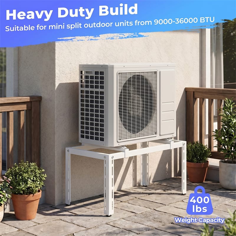 Mini Split Ground Stand for 9000-36000 BTU Ductless Air Conditioner Heat Pump, Heavy Duty Universal Outdoor AC Base Bracket