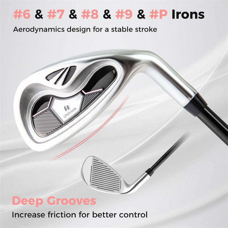 Women's Complete Golf Club Set, 14 Piece Right Hand Golf Club Package Set with 460cc Driver, Fairway Wood, Hybrid, Irons, Putter & Stand Bag