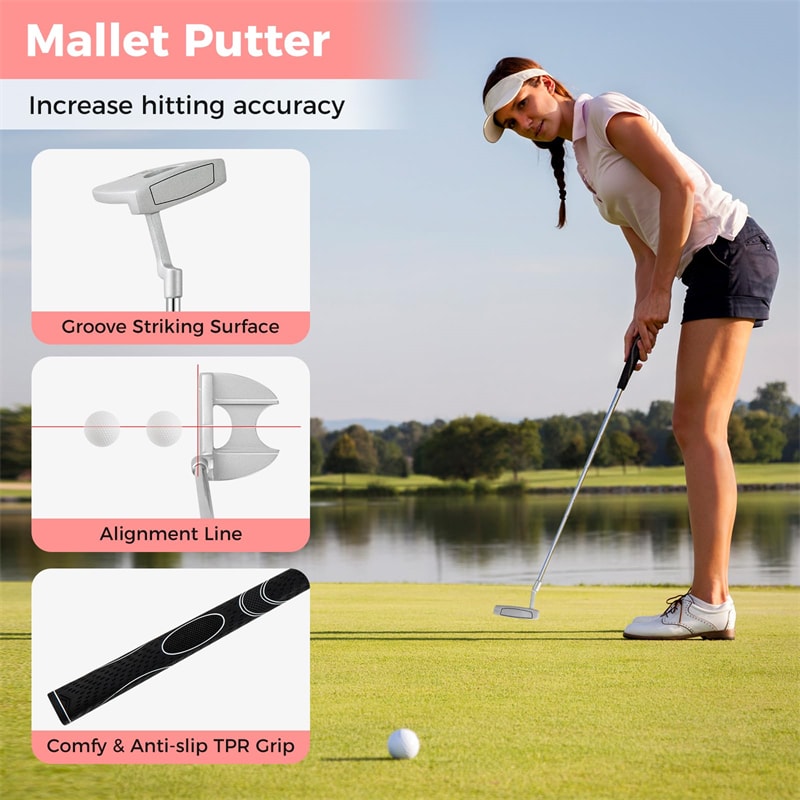 Women's Complete Golf Club Set, 14 Piece Right Hand Golf Club Package Set with 460cc Driver, Fairway Wood, Hybrid, Irons, Putter & Stand Bag