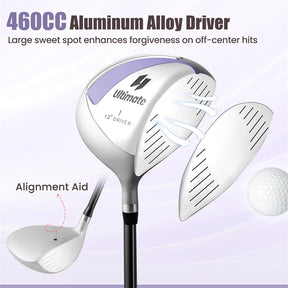 Women's Complete Golf Club Set, 14 Piece Right Hand Golf Club Package Set with 460cc Driver, Fairway Wood, Hybrid, Irons, Putter & Stand Bag