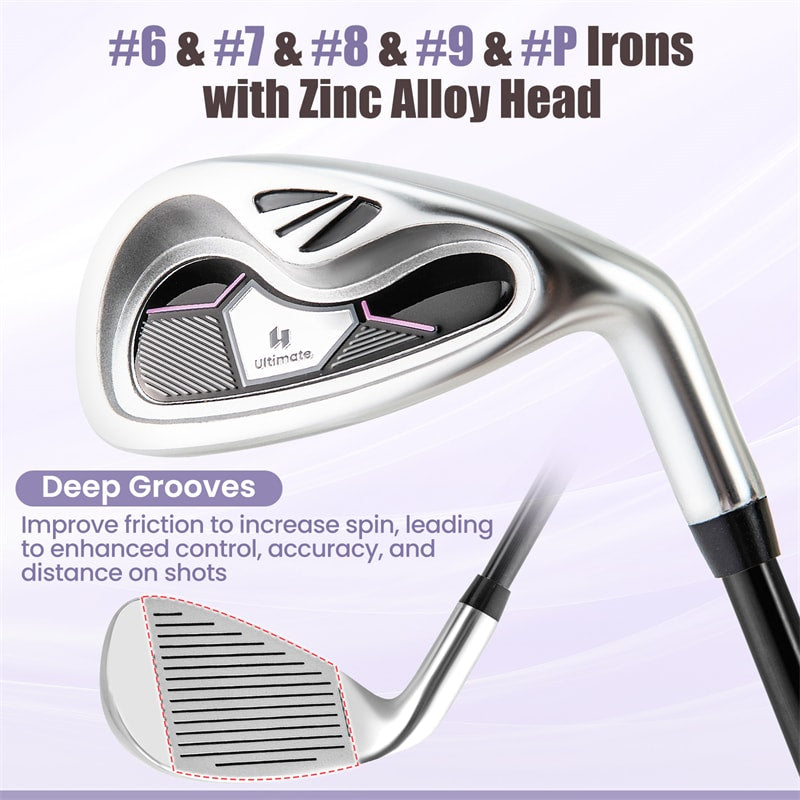 Women's Complete Golf Club Set, 14 Piece Right Hand Golf Club Package Set with 460cc Driver, Fairway Wood, Hybrid, Irons, Putter & Stand Bag