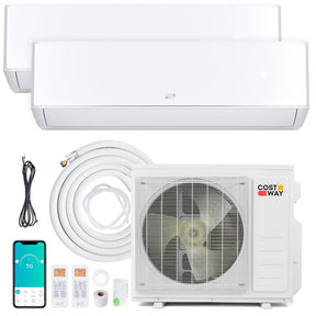 X-Pro 18000 BTU 2 Zone 24 SEER2 WiFi Mini Split Air Conditioner, Energy Star Certified Inverter Ductless AC Heat Pump System with Line Set