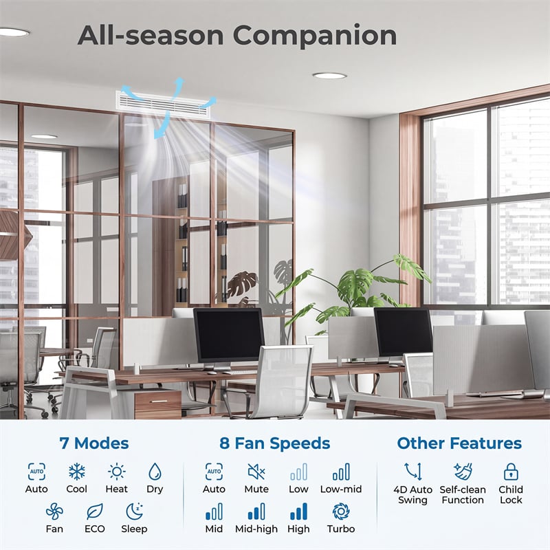 X-Pro 27000 BTU 2 Zone Concealed Ducted Mini Split AC, 24 SEER2 WiFi Inverter Split Air Conditioner w/ Heat Pump, Wall Thermostat & Line Set