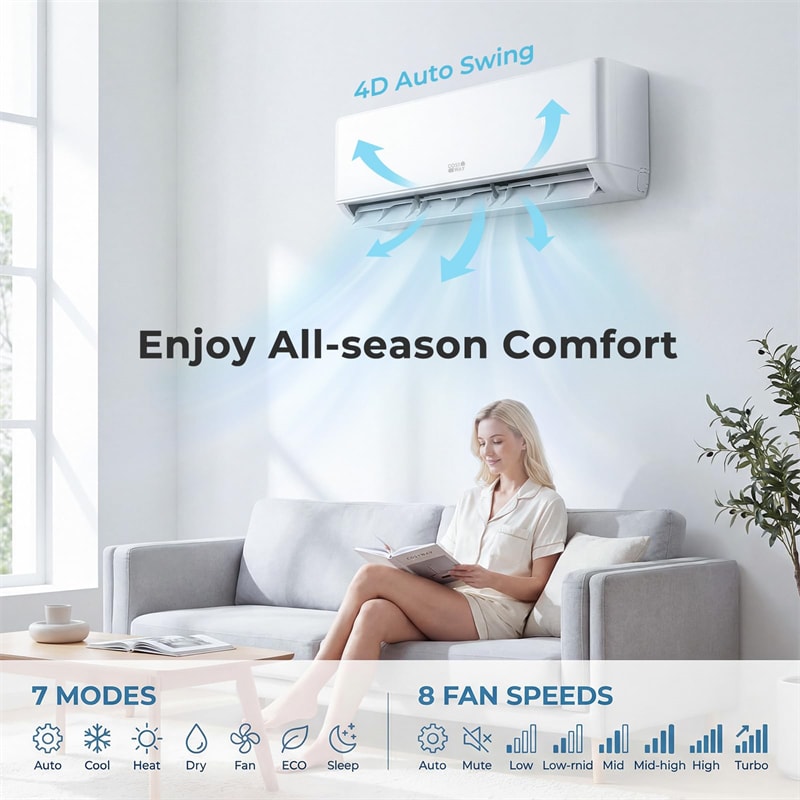 X-Pro 27000 BTU 2 Zone 24 SEER2 Mini Split Air Conditioner, WiFi Enabled Energy Star Inverter Ductless AC System with Heat Pump & Line Set