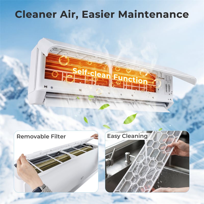 X-Pro 35000 BTU 2-Zone 22.5 SEER2 Mini Split Air Conditioner, WiFi Enabled Energy Star Inverter Ductless AC System with Heat Pump & Line Set