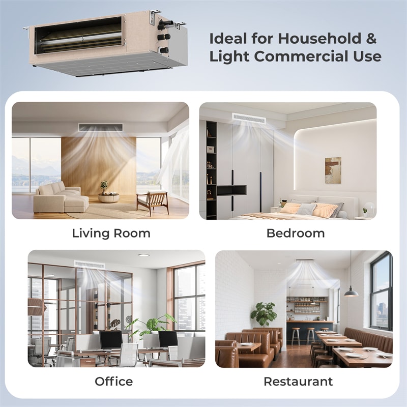 X-Pro 35000 BTU 4 Zone Concealed Ducted Mini Split AC, 22.5 SEER2 WiFi Inverter Split Air Conditioner & Heat Pump w/ Wall Thermostat