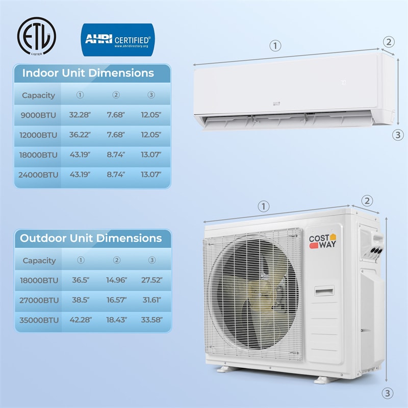 X-Pro 35000 BTU 3 Zone 22.5 SEER2 WiFi Mini Split Air Conditioner Heater, Energy Star Inverter Ductless AC Heat Pump System with Line Set