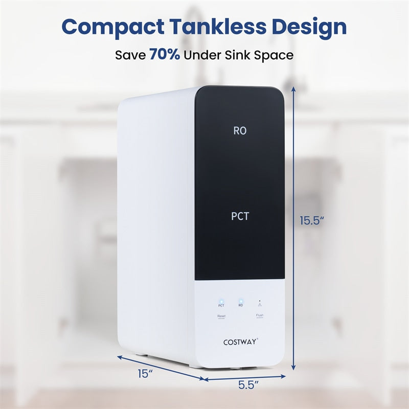 AW-RB05 Alkaline PH+ Reverse Osmosis Water Filter, 8-Stage 800 GPD Tankless Under Sink RO System, Smart LED Faucet, 2:1 Pure to Drain Ratio