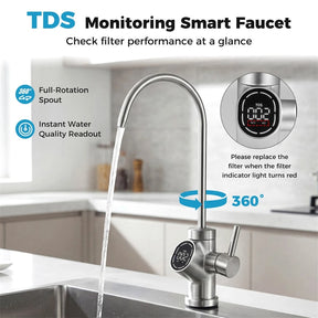 AW-RB20  Alkaline PH+ Reverse Osmosis Water Filter, 8-Stage 800 GPD Tankless Under Sink RO System, Smart LED Faucet, 2:1 Pure to Drain Ratio