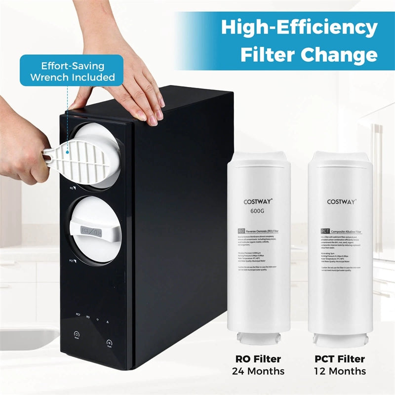 AW-RB20  Alkaline PH+ Reverse Osmosis Water Filter, 8-Stage 800 GPD Tankless Under Sink RO System, Smart LED Faucet, 2:1 Pure to Drain Ratio