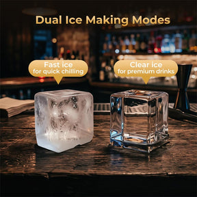 Clear Ice Cube Maker Countertop, 1.6" Large Square Ice Machine with Slow-Melting & Self-Cleaning, Dual Mode, 24H Timer for Whiskey, Cocktails, Bourbon